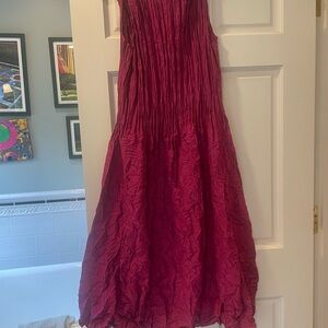 Pink silk crinkle dress
